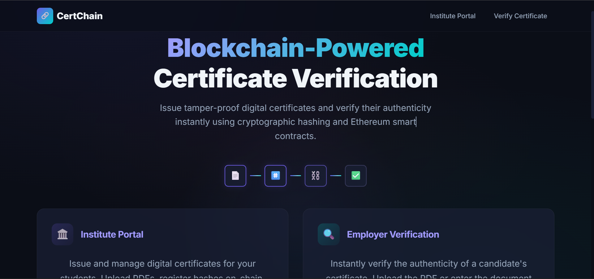 Blockchain Based Verification Screenshot